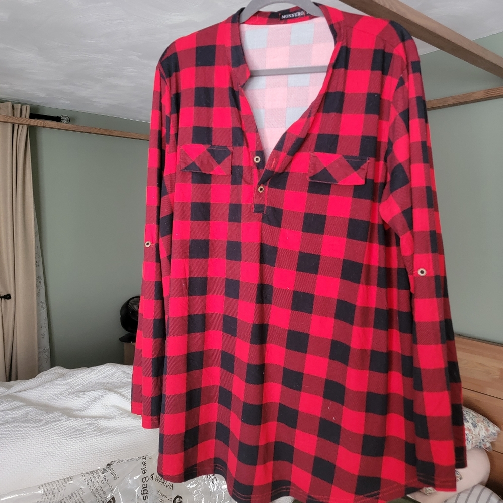 Super soft plus size plaid shirt